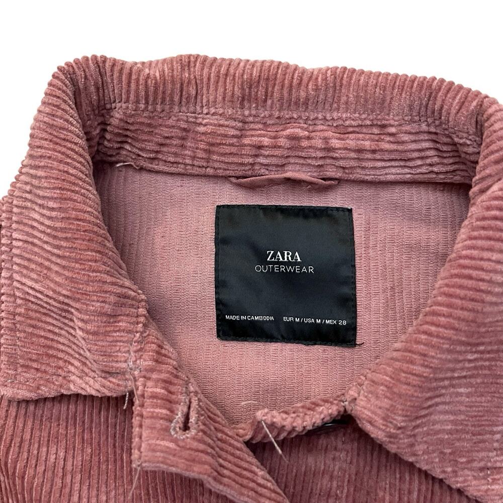 Zara Women’s Corduroy Shacket Medium Pink Frayed … - image 7